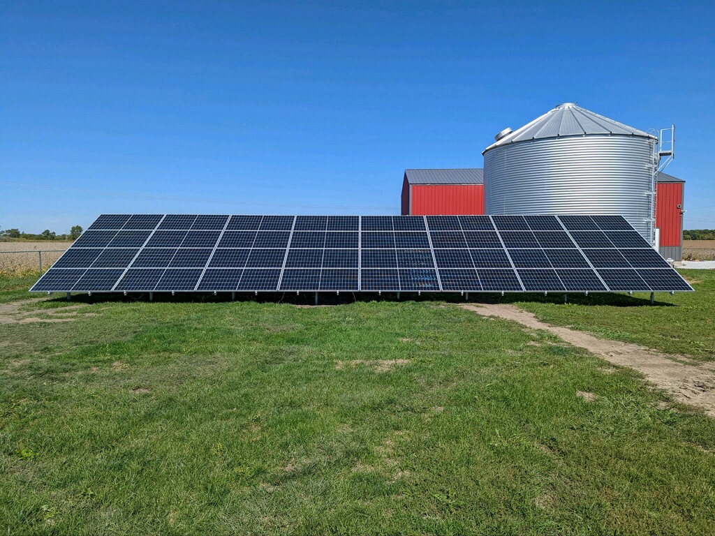 Solar panels on Jared Lascelles' property