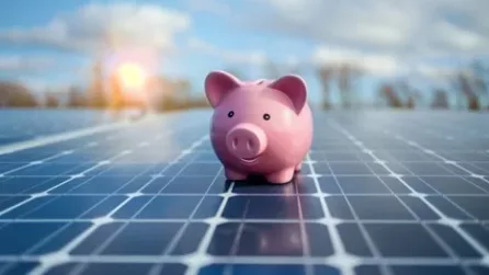 Piggy bank on solar panel